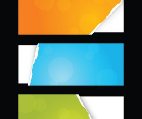 Torn paper vector banner set 02