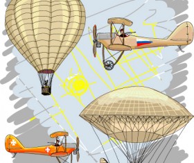 Airship design elements vector graphic 03