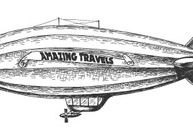 Airship design elements vector graphic 04