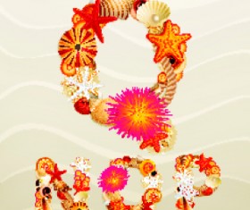 Sea elements Alphabet vector set 01