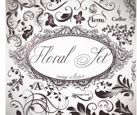 Retro Floral Vector Templates art set 05