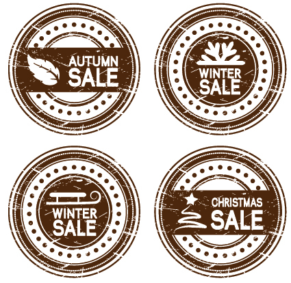 Set of Autumn and winter offer stickers design vector 03