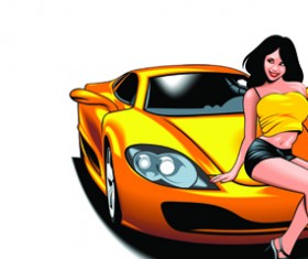 Racing bike with girl vector 01