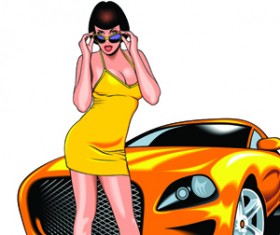 Racing bike with girl vector 02