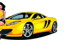 Racing bike with girl vector 03