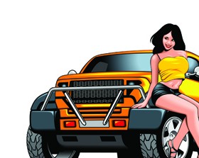 Racing bike with girl vector 05