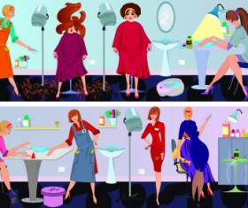 Beauty salon workers design vector 01