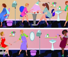 Beauty salon workers design vector 02