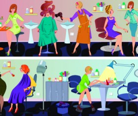 Beauty salon workers design vector 03