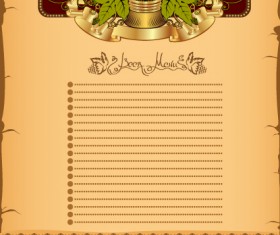 Antique Beer menu vector background 03