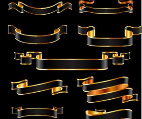 Black and gold ribbon vector