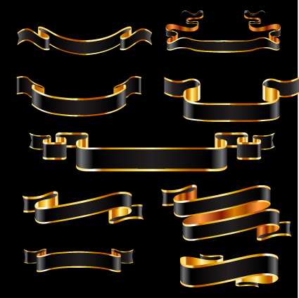 Black and gold ribbon vector