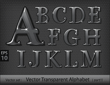 Black transparent alphabet vector 01