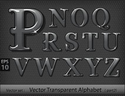 Black transparent alphabet vector 02