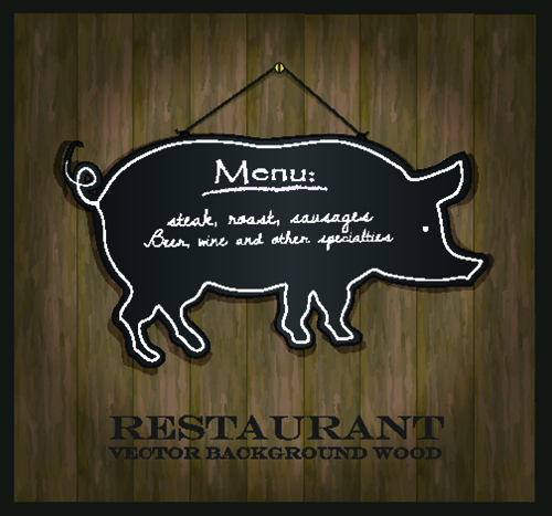 Blackboard restaurant menu on the wall vector 01