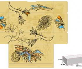 Floral cover for Box design vector 02