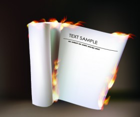 Burning paper roll vector background 01