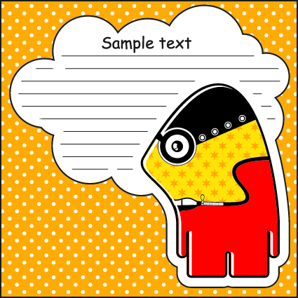 Cartoon monster with message cloud vector set 01
