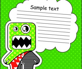 Cartoon monster with message cloud vector set 04