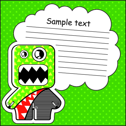 Cartoon monster with message cloud vector set 04