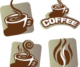 Vector Coffee break stickers elements 01