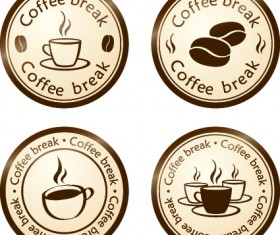Vector Coffee break stickers elements 02