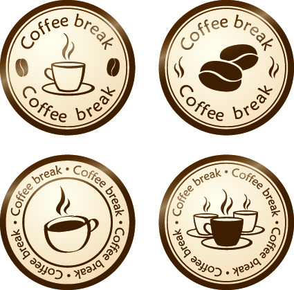 Vector Coffee break stickers elements 02