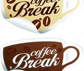 Vector Coffee break stickers elements 03