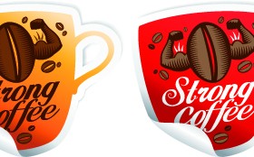 Vector Coffee break stickers elements 05