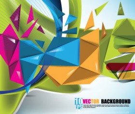 Colored 3D shapes vector background