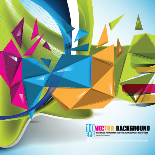 Colored 3D shapes vector background