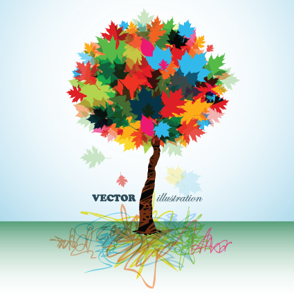 Creative Colorful tree design elements vector 02