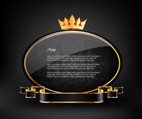 Crown Glass label with ribbon vector 02