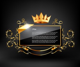 Crown with glass label vector 02