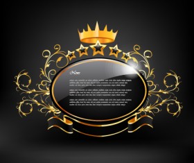 Crown with glass label vector 03