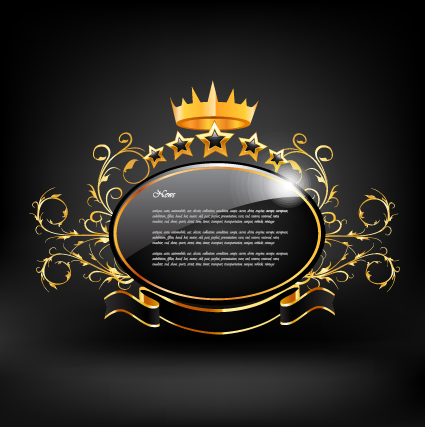 Crown with glass label vector 03