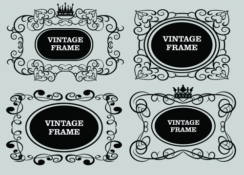 Vector Decorative Vintage Frames set 01