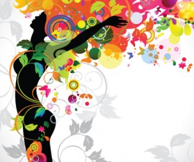 Fall floral girl design vector graphic 02