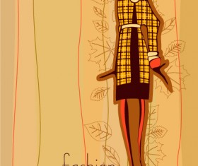 Hand drawn autumn Fashion girl design vector 04