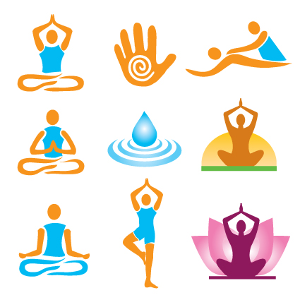 Vector Fitness with meditation logo set 02