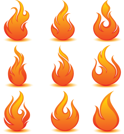 Different Flames icons design vector 04