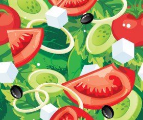 Fruits and vegetables patterns vector graphics 01