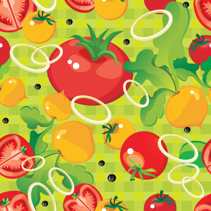 Fruits and vegetables patterns vector graphics 02