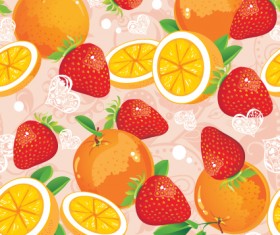 Fruits and vegetables patterns vector graphics 04