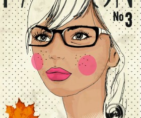 Fashion Girl with camera vector 01