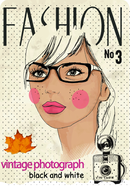 Fashion Girl with camera vector 01