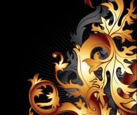 Gold floral vector backgrounds art 01