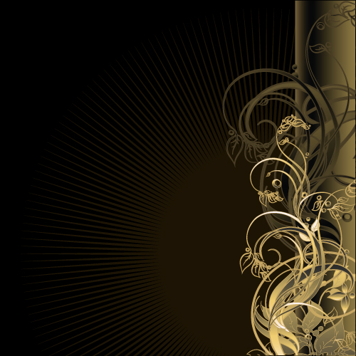 Gold floral vector backgrounds art 02