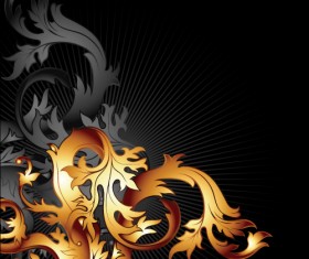 Gold floral vector backgrounds art 05