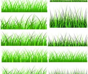 Vector Green Grass Elements set 05